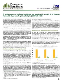 Boletín Panorama Estadístico 90 El Analfabetismo en República Dominicana: una aproximación a través de Enhogar 2016