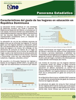 Boletín Panorama Estadístico 37 Características del Gasto de los Hogares en Educación en República Dominicana Marzo 2011