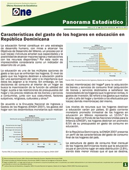 Boletín Panorama Estadístico 37 Características del Gasto de los Hogares en Educación en República Dominicana Marzo 2011
