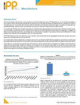 Boletín Índice de Precios del Productor Manufactura Diciembre 2017