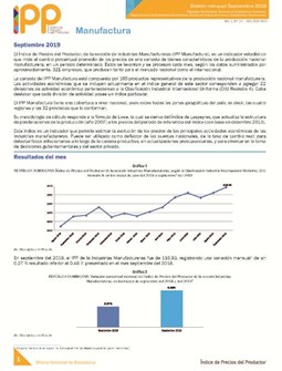 Boletín Índice de Precios del Productor Manufactura Septiembre 2019