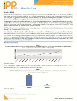 Boletín Índice de Precios del Productor Manufactura Octubre 2019