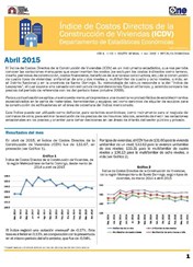 Boletín Indice de Costos Directos de la Construcción de Viviendas Abril 2015