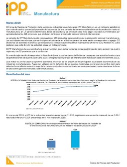Boletín Índice de Precios del Productor Manufactura Marzo 2019