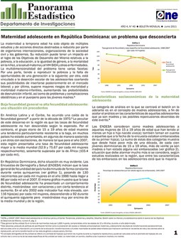 Boletín Panorama Estadístico 40 Maternidad Adolescente en República Dominicana un Problema que Desconcierta Junio 2011