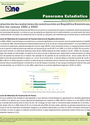 Boletín Panorama Estadístico 14 Evaluación de los Materiales de Construcción en República Dominicana Censos 1981-2002 Abril 2009
