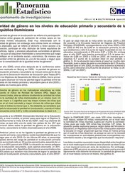 Boletín Panorama Estadístico 42 Paridad de Género en los Niveles de Educación Primario y Secundario de la República Dominicana Agosto 2011