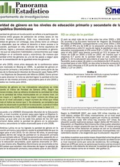 Boletín Panorama Estadístico 42 Paridad de Género en los Niveles de Educación Primario y Secundario de la República Dominicana Agosto 2011