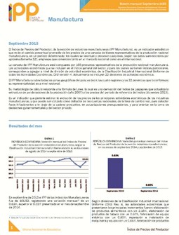 Boletín Índice de Precios del Productor Manufactura Septiembre 2015