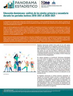 Panorama estadístico 115, Educación dominicana: análisis de los niveles primario y secundario  durante los períodos lectivos 2016-2017 al 2020-2021