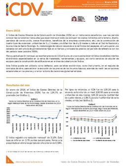 Boletín Indice de Costos Directos de la Construcción de Viviendas Enero 2016