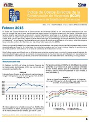 Boletín Indice de Costos Directos de la Construcción de Viviendas Febrero 2015