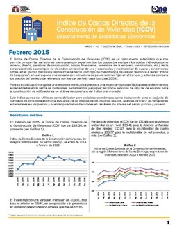 Boletín Indice de Costos Directos de la Construcción de Viviendas Febrero 2015