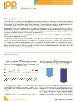 Boletín Índice de Precios del Productor Manufactura Diciembre 2015