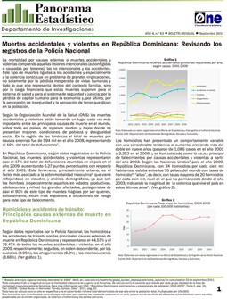 Boletín Panorama Estadístico 43 Muertes Accidentales y Violentas en República Dominicana Revisando los Registros de la Policia Nacional Septiembre 2011