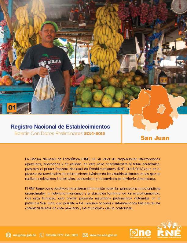 Boletín Preliminar Registro Nacional de Establecimientos San Juan 2014-2015