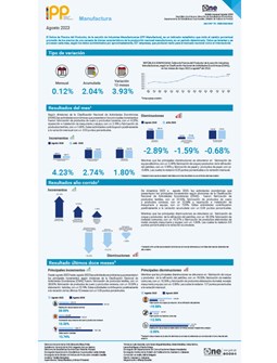 Índice de Precios del Productor, de la sección de Industrias Manufactureras (IPP Manufactura) - Agosto 2023