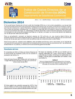 Boletín Indice de Costos Directos de la Construcción de Viviendas Diciembre 2015