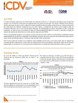 Boletín Indice de Costos Directos de la Construcción de Viviendas Junio 2016