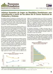Boletín Panorama Estadístico 65 Jefatura Femenina de Hogar en República Dominicana Actualización de Datos IX Censo Nacional Febrero 2014