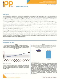 Boletín Índice de Precios del Productor Manufactura Abril 2017