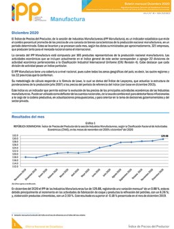 Índice de Precios del Productor, manufactureras diciembre 2020