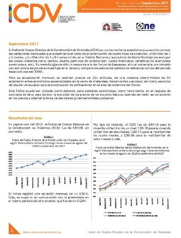 Boletín Indice de Costos Directos de la Construcción de Viviendas Septiembre 2017