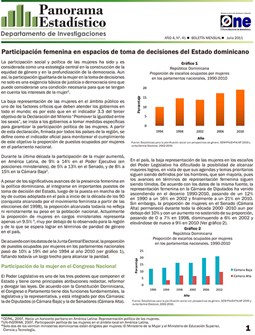 Boletín Panorama Estadístico 41 Participación Femenina en Espacios de Toma de Decisiones del Estado Dominicano Julio 2011