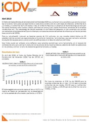 Boletín Indice de Costos Directos de la Construcción de Viviendas, Abril 2019