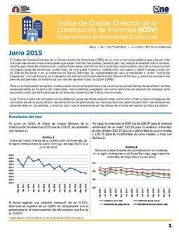Boletín Indice de Costos Directos de la Construcción de Viviendas Junio 2015
