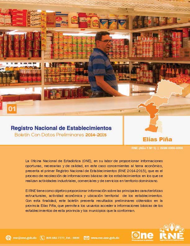 Boletín Preliminar Registro Nacional de Establecimientos Elías Piña 2014-2015