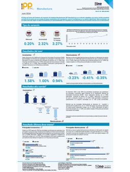Índice de Precios del Productor, de la sección de Industrias Manufactureras (IPP Manufactura) - Julio 2024