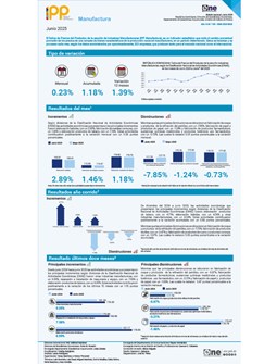 Índice de Precios del Productor, de la sección de Industrias Manufactureras (IPP Manufactura) - Junio 2025