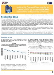 Boletín Indice de Costos Directos de la Construcción de Viviendas Septiembre 2015