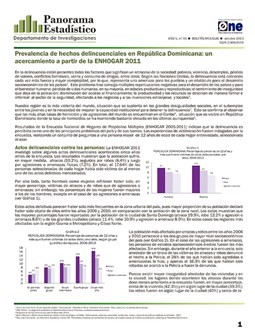 Boletín Panorama Estadístico 61 Prevalencia de Hechos Delincuenciales en República Dominicana Un Acercamiento a partir ENHOGAR 2011 Octubre 2013