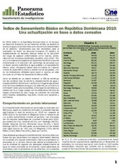 Boletín Panorama Estadístico 66 Índice de Saneamiento Básico en República Dominicana Actualización Datos Censales Marzo 2010