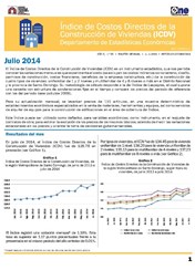 Boletín Indice de Costos Directos de la Construcción de Viviendas Julio 2014