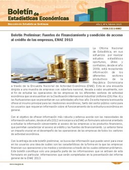 Boletín de Estadísticas Económicas 4 Fuentes de Financiamiento y Condición de Acceso Crédito Empresas Enae 2013 Febrero 2015