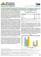 Boletín Panorama Estadístico 97 Juventud en República Dominicana Población Joven Módulo Uso del Tiempo Enhogar 2016 Julio-Agosto 2019