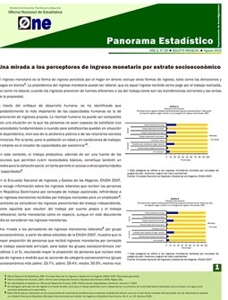 Boletín Panorama Estadístico 29 Una Mirada a los Perceptores de Ingreso Monetario por Estrato Socieconómico