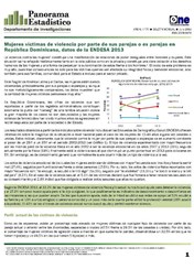 Boletín Panorama Estadístico 70 Mujeres Víctimas de Violencia por Parte de sus Parejas o Ex parejas en República Dominicana Datos Endesa 2013 Julio 2014