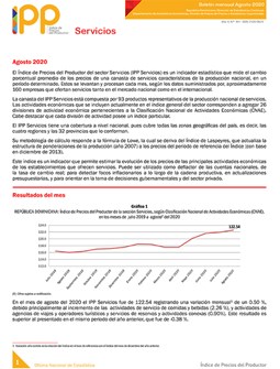 Índice de Precios del Productor del sector Servicios agosto 2020