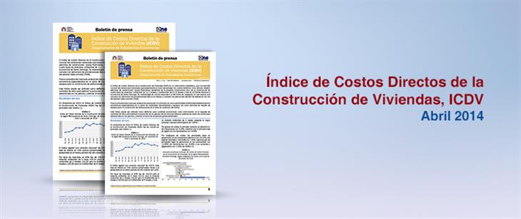 El Índice de Costos Directos de la Construcción de Viviendas (ICDV) registró una variación de -0.04% en el mes de abril de 2014