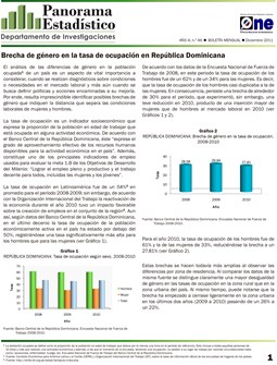 Boletín Panorama Estadístico 46 Brecha de Género en la Tasa de Ocupación en República Dominicana Diciembre 2011
