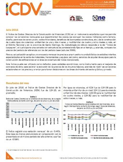 Boletín Indice de Costos Directos de la Construcción de Viviendas Julio 2016