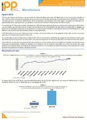 Boletín Índice de Precios del Productor Manufactura Agosto 2019