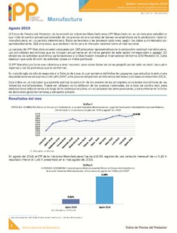 Boletín Índice de Precios del Productor Manufactura Agosto 2019