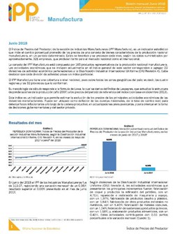 Boletín Índice de Precios del Productor Manufactura Junio 2018
