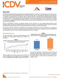 Boletín Indice de Costos Directos de la Construcción de Viviendas Mayo 2019