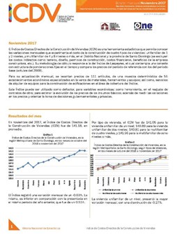 Boletín Indice de Costos Directos de la Construcción de Viviendas Noviembre 2017
